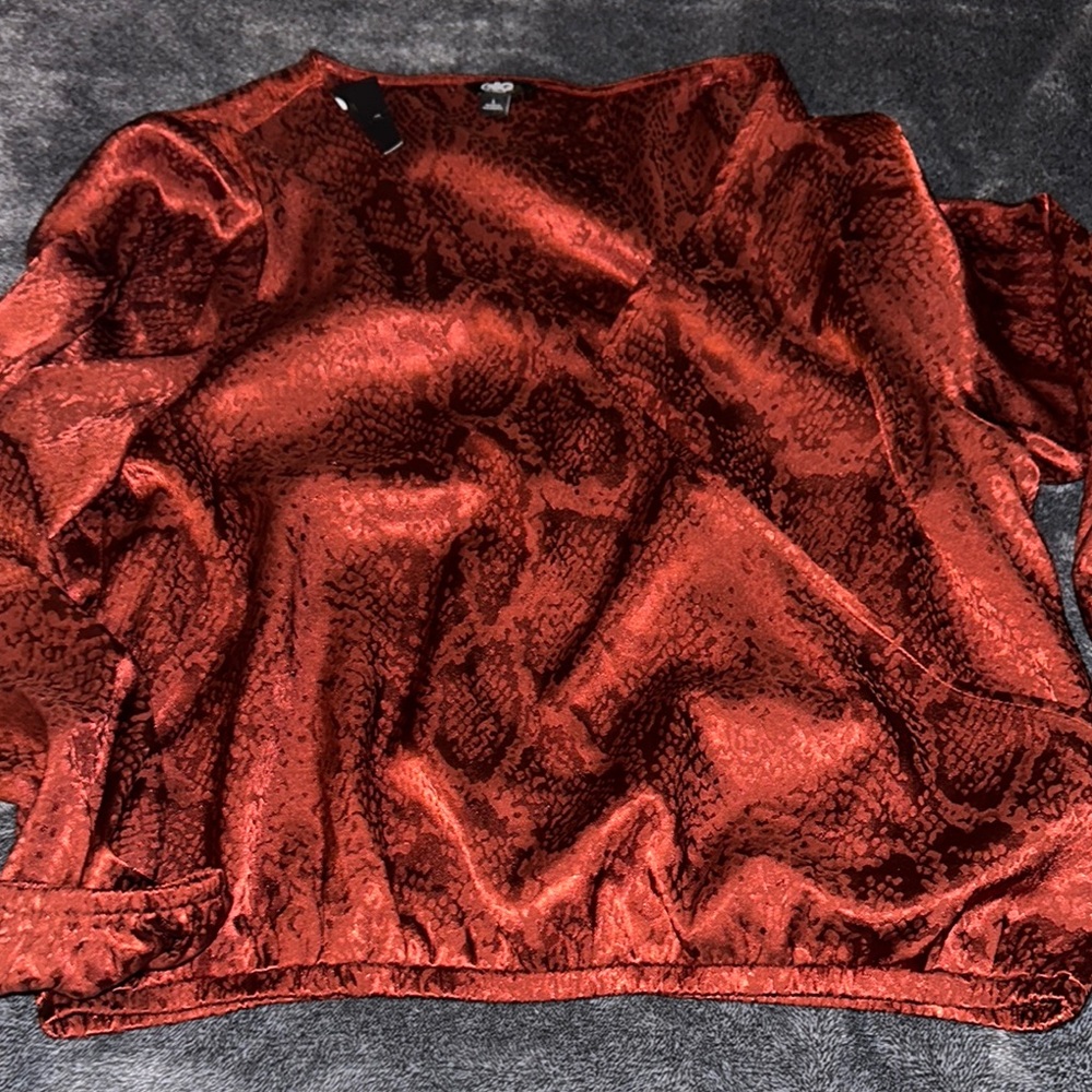 Burnt orange Satin Snake print Blouse